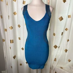 Silver embellished body con Bebe dress